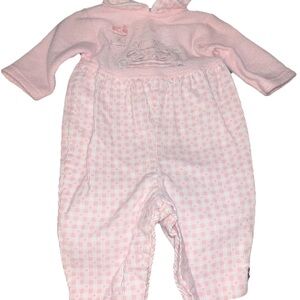 Vintage Y2K Nannette Baby Romper Pink Cordoury Bunnies On Couch Size 3/6 Months